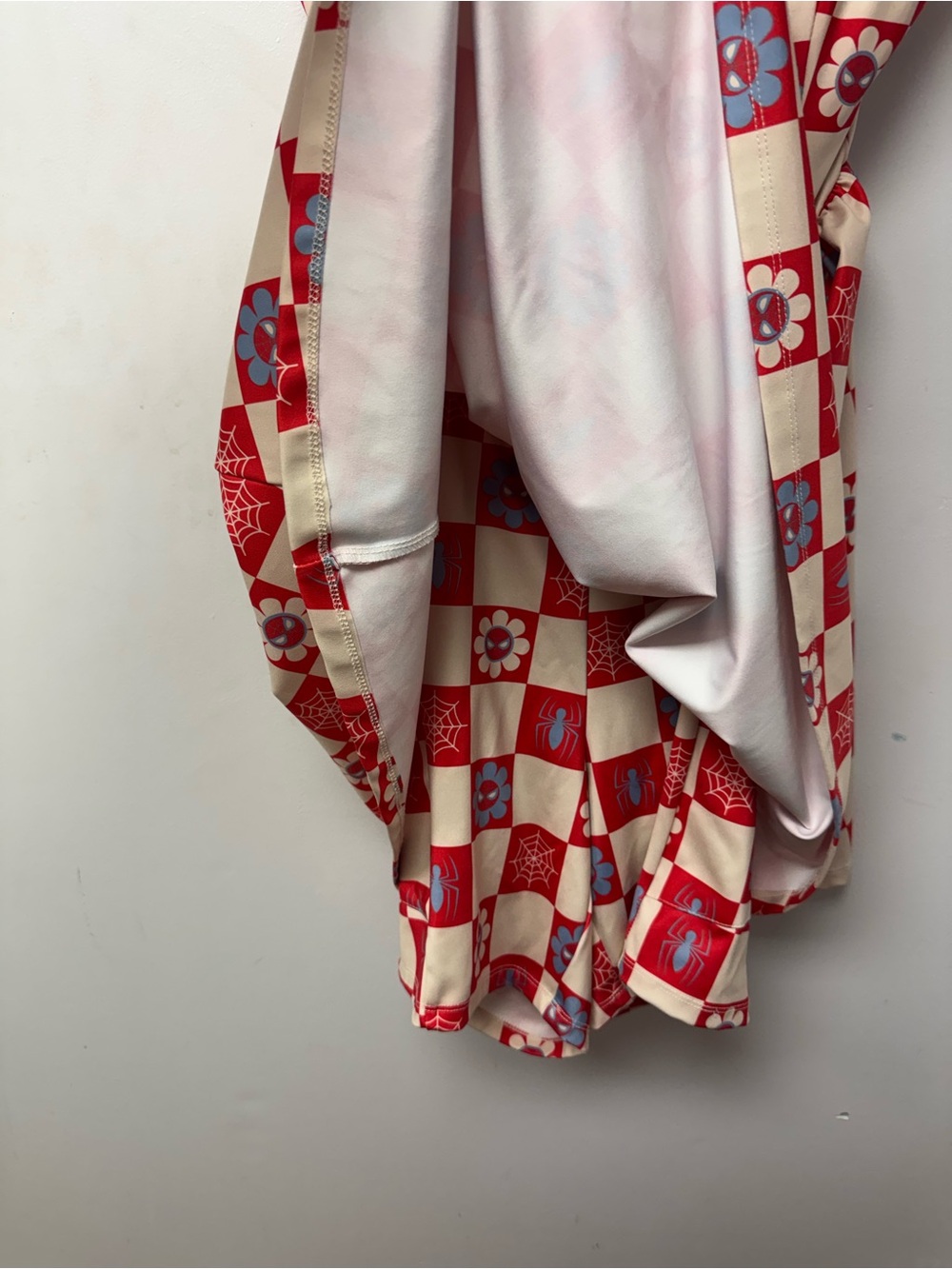 Marvel Red and Cream Checkerboard Spider-Web Mini Dress - Picture 9 of 14